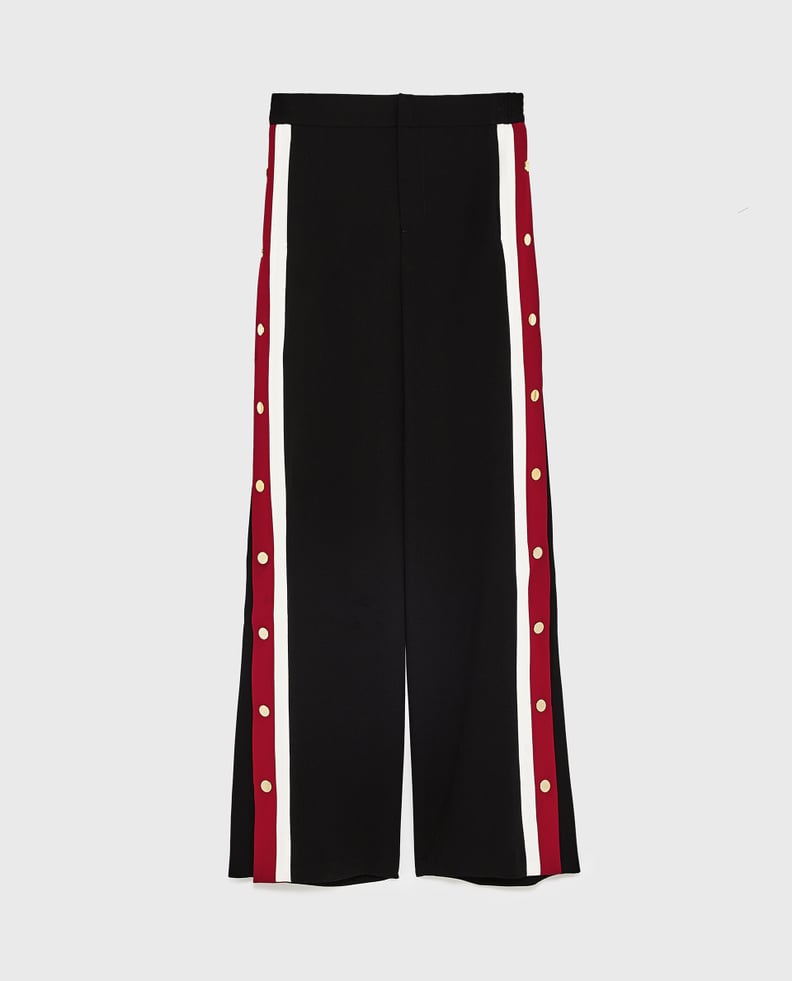 Zara Pajama-Style Trousers With Side Stripe