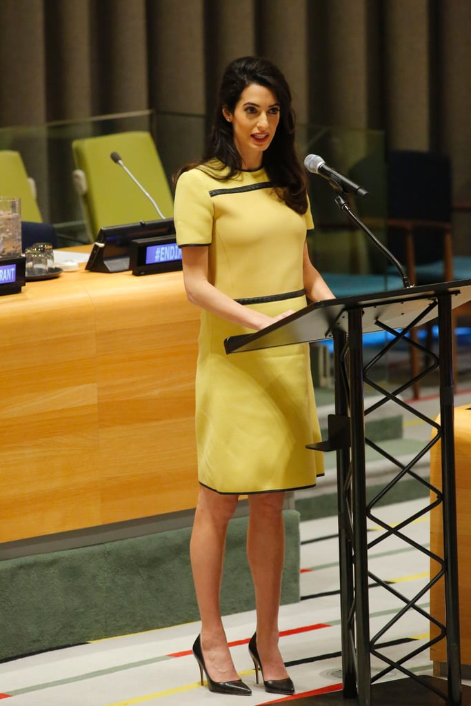 Amal Clooney's Yellow Bottega Veneta Dress March 2017