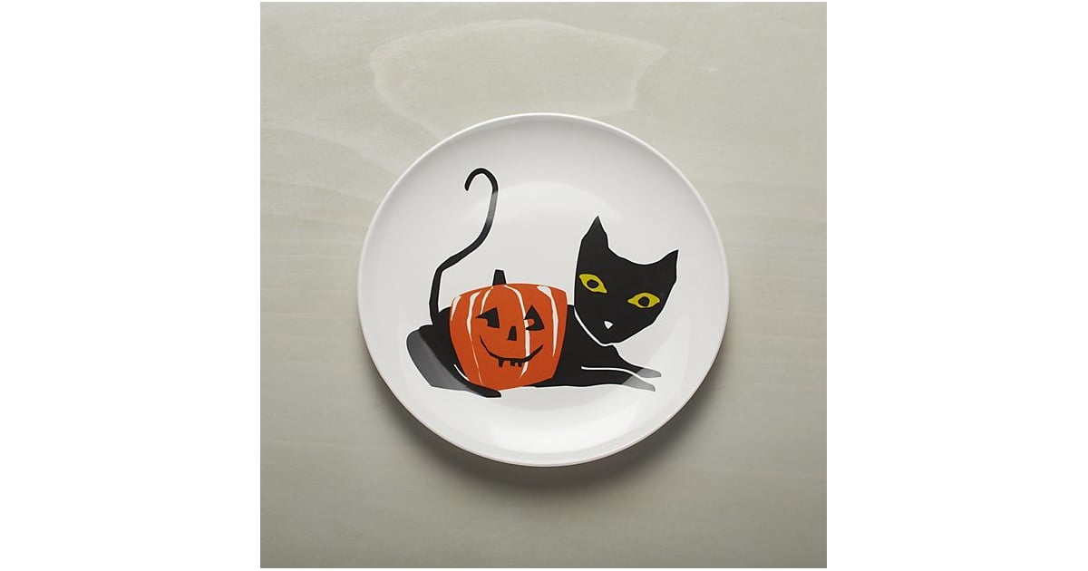 Black Cat Melamine Dinner Plate Cheap Halloween Decorations