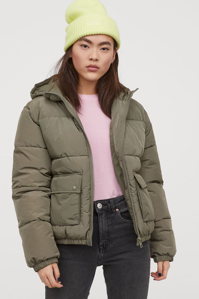 h&m padded jacket with hood