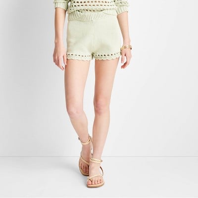 Future Collective with Jeneé Naylor Mid-Rise Open Stitch Sweater Shorts