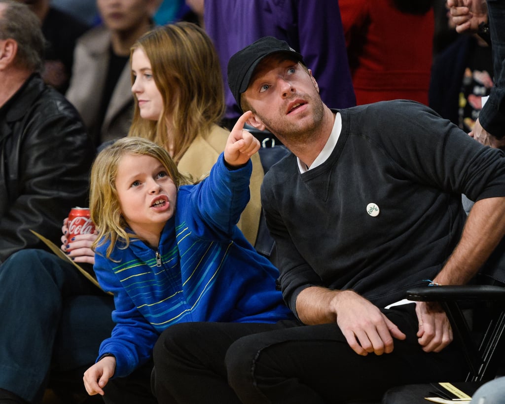 Chris Martin and Son at Lakers Game January 2016