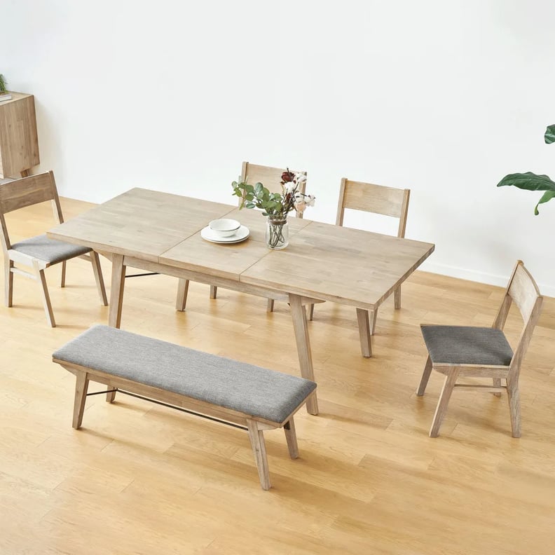 A Farmhouse Dining Set: Miles Extendable Dining Table With Four Chairs