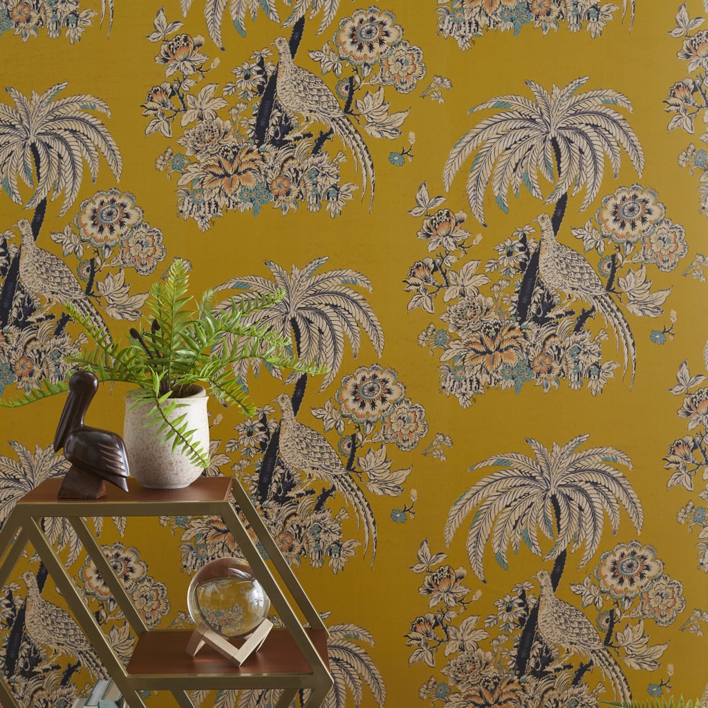 Yellow Tropical Toile Peel-and-Stick Wallpaper