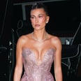 Hailey Bieber Goes Full Barbie in a Pink Sparkly Minidress and Invisible Heels