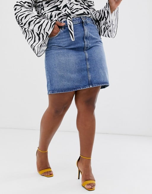 ASOS DESIGN Curve Denim Original High Waisted Skirt