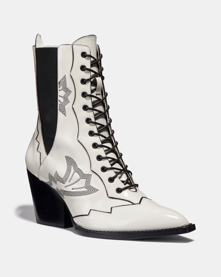 coach lace up tassel boot