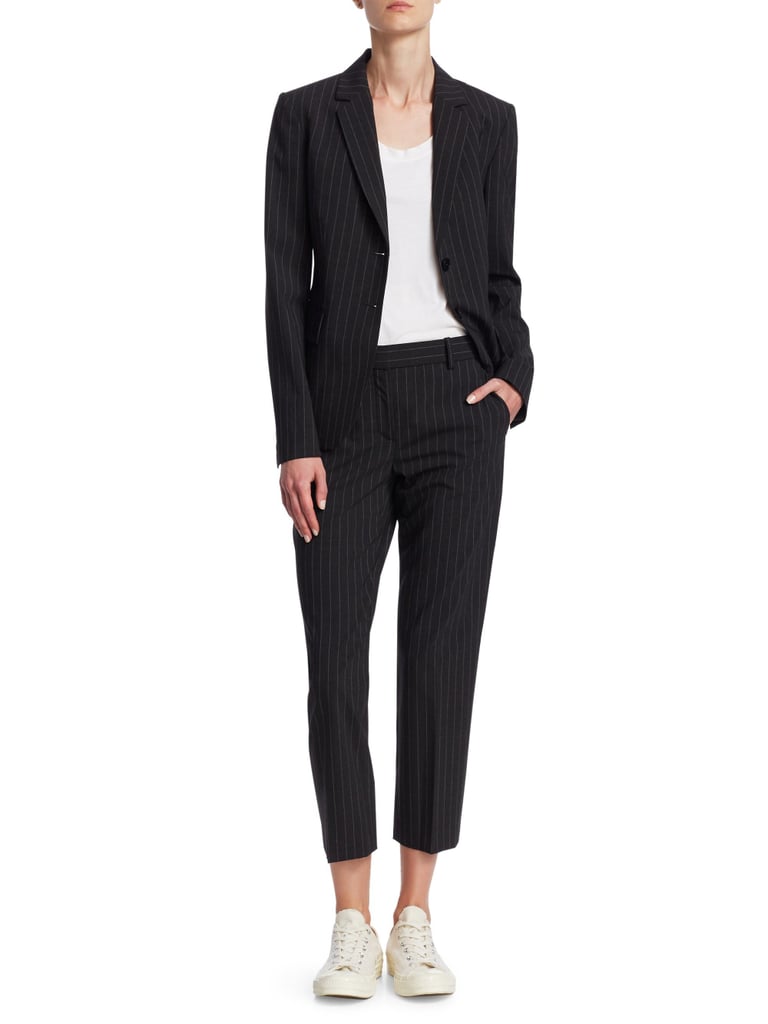 theory pinstripe blazer dress