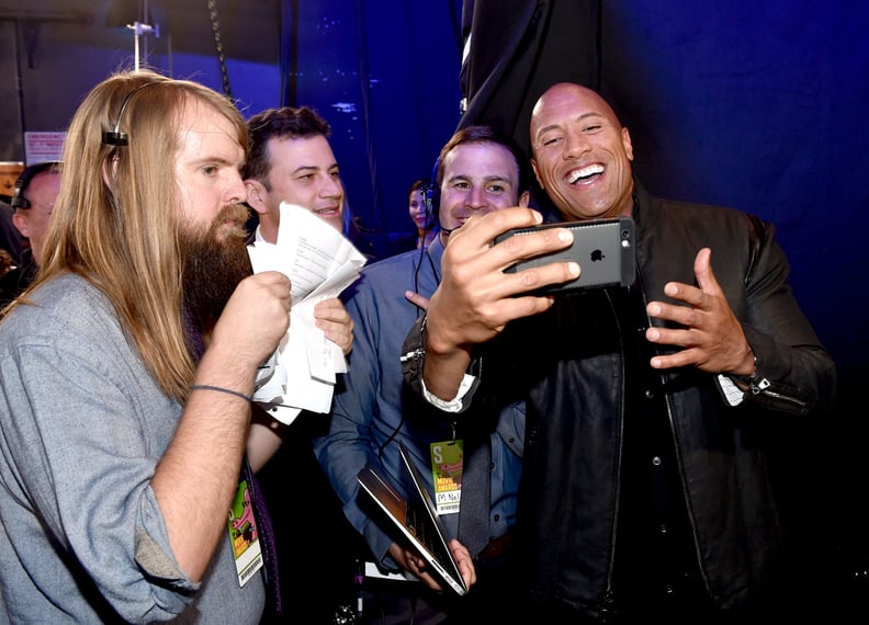 Dwayne Johnson Snapping Photos With Jimmy Kimmel and the Crew