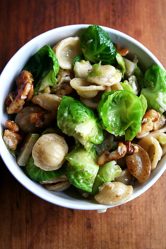 Orecchiette With Brown Butter, Brussels Sprouts, and Walnuts
