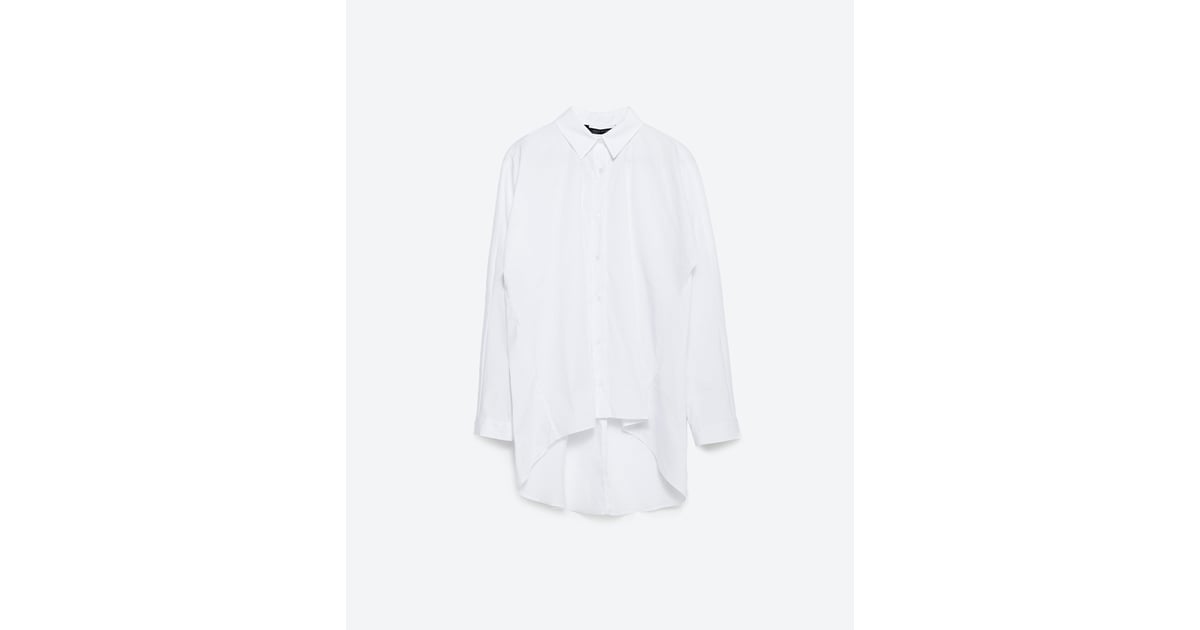 zara white asymmetrical shirt