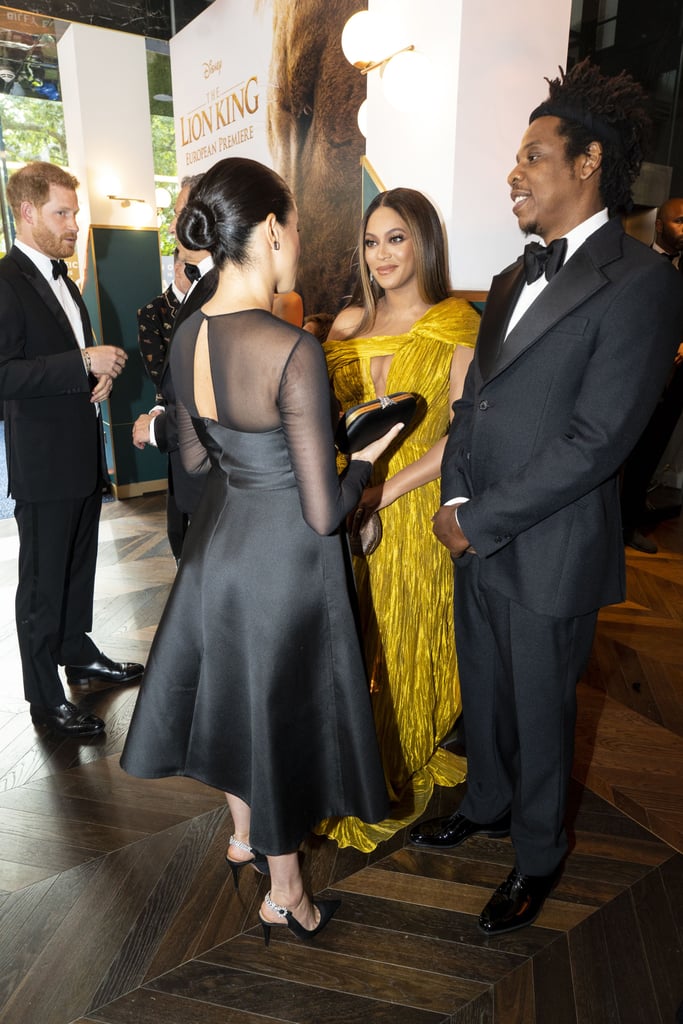 Pictured: Prince Harry, Meghan Markle, Beyoncé, and JAY-Z at The Lion King premiere in London.