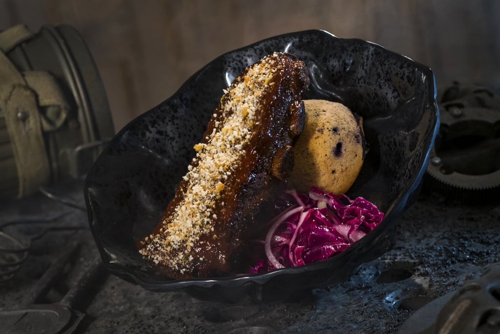 These Smoked Kaadu Ribs, or smoked country sticky pork ribs with blueberry corn muffin and cabbage slaw, can be found at Docking Bay 7 Food and Cargo.
