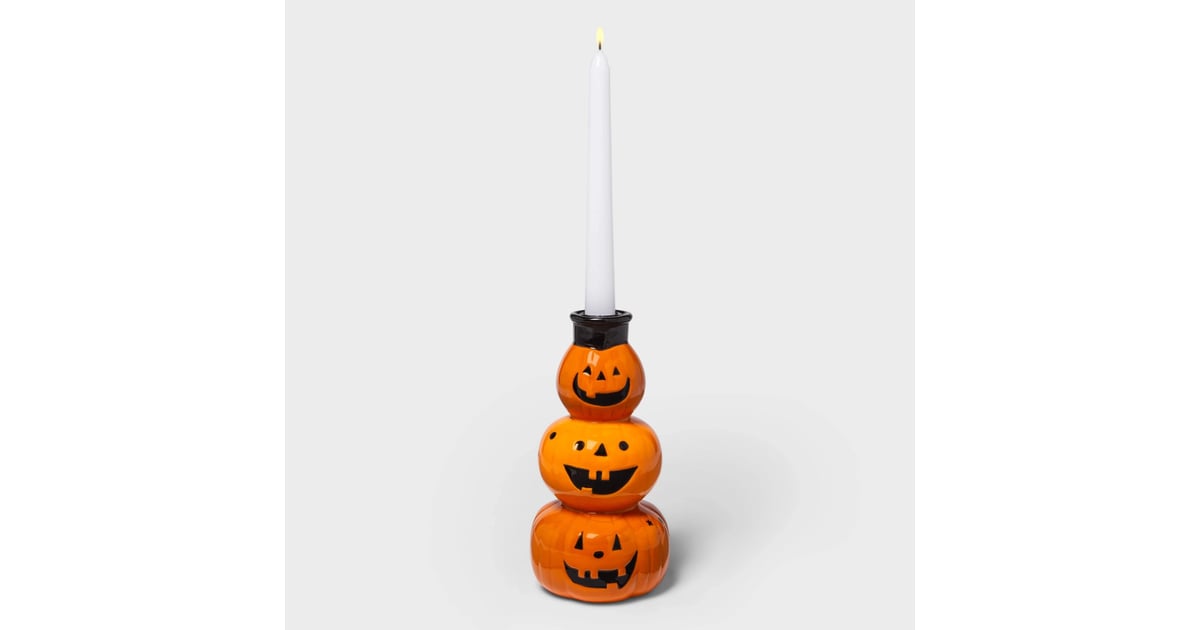 Ceramic Medium Orange Pumpkin Halloween Candle Holder Best Halloween