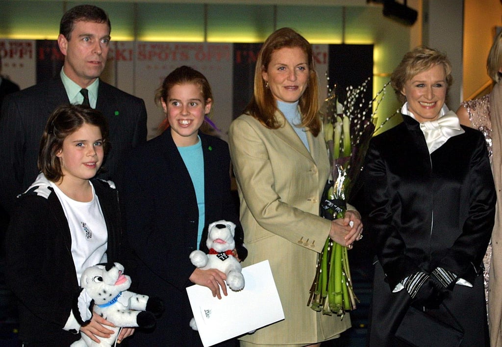 Andrew, Sarah, and the girls met Glenn Close at the London premiere of 101 Dalmatians in 2000.