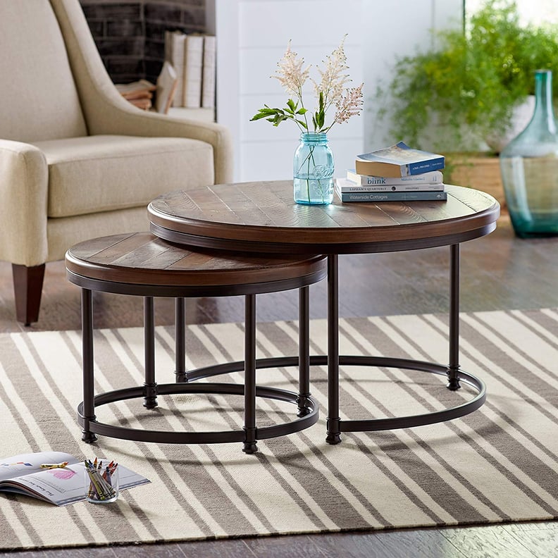 Stone & Beam Wood and Metal Round Nesting Side End Tables