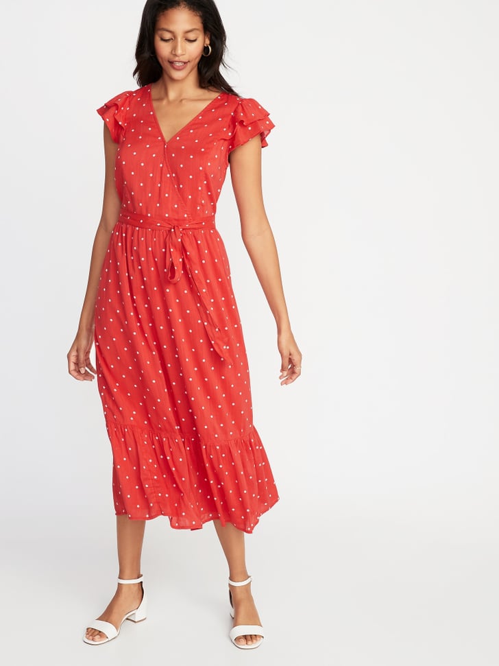 old navy wrap front midi dress