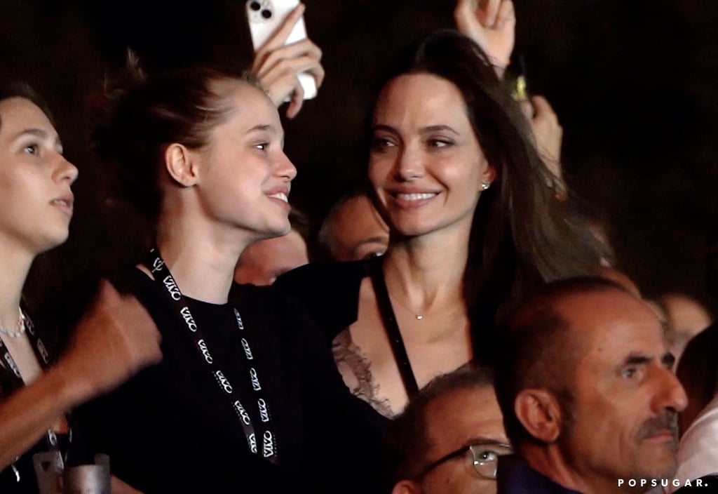 Angelina Jolie and Shiloh Match at Måneskin Concert in Rome
