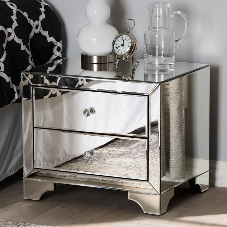 Baxton Studio Farrah 2Drawer Silver Metallic Nightstand Cute