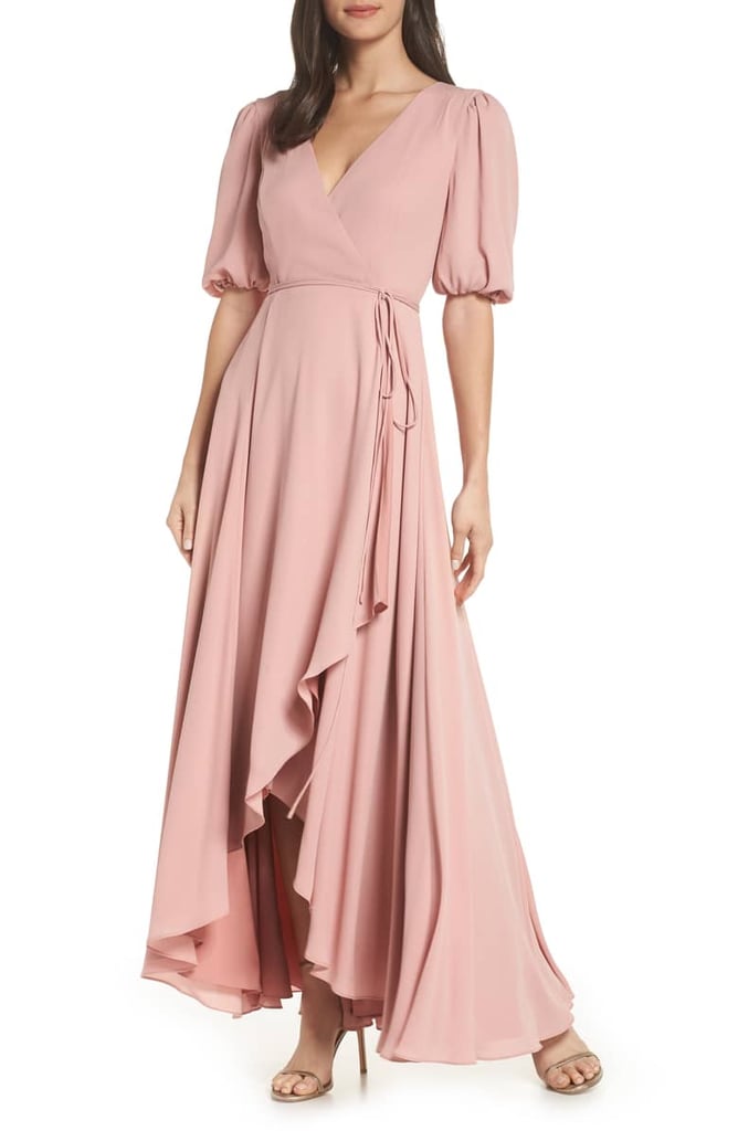 long georgette v neck wrap