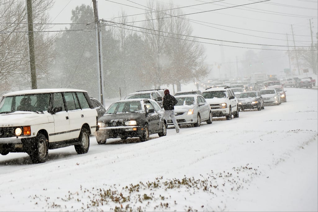 People in Raleigh, NC, were caught in crazy traffic jams.