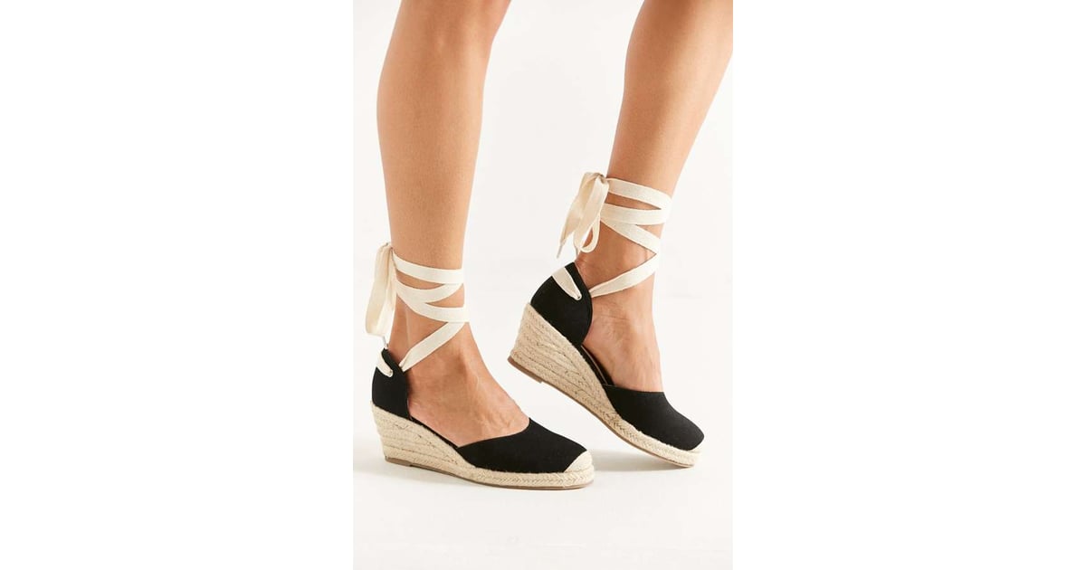 black espadrille wedges lace up