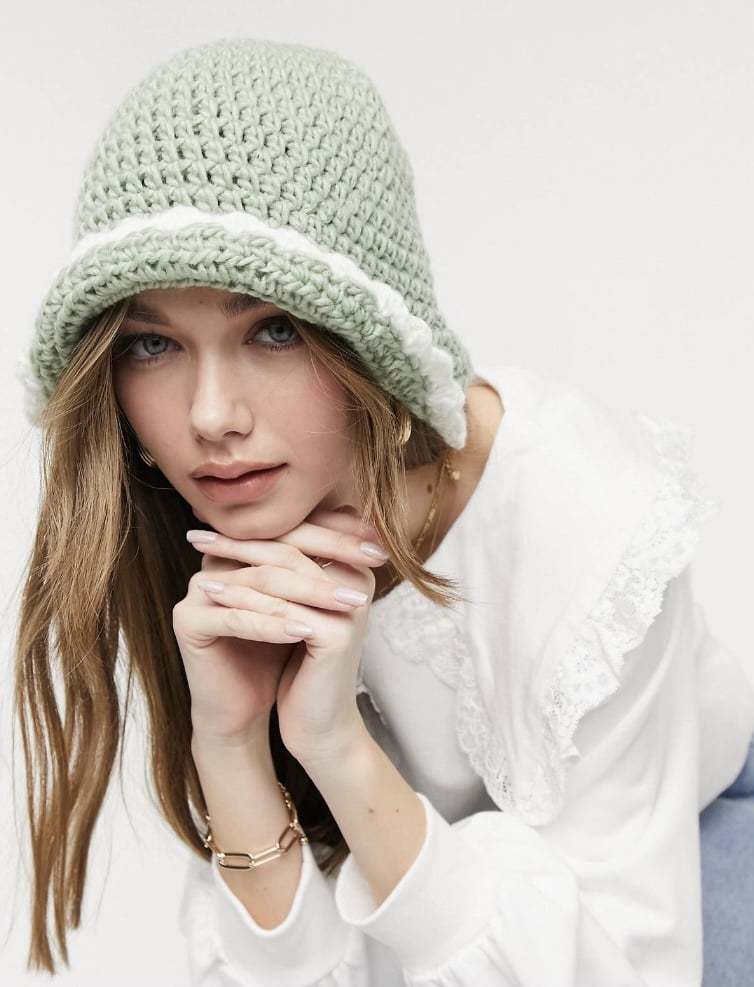 ASOS DESIGN Crochet Knitted Bucket Hat