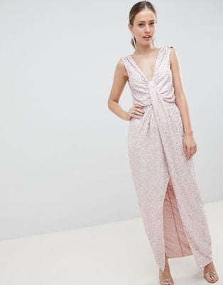 chic celebration champagne sequin maxi dress