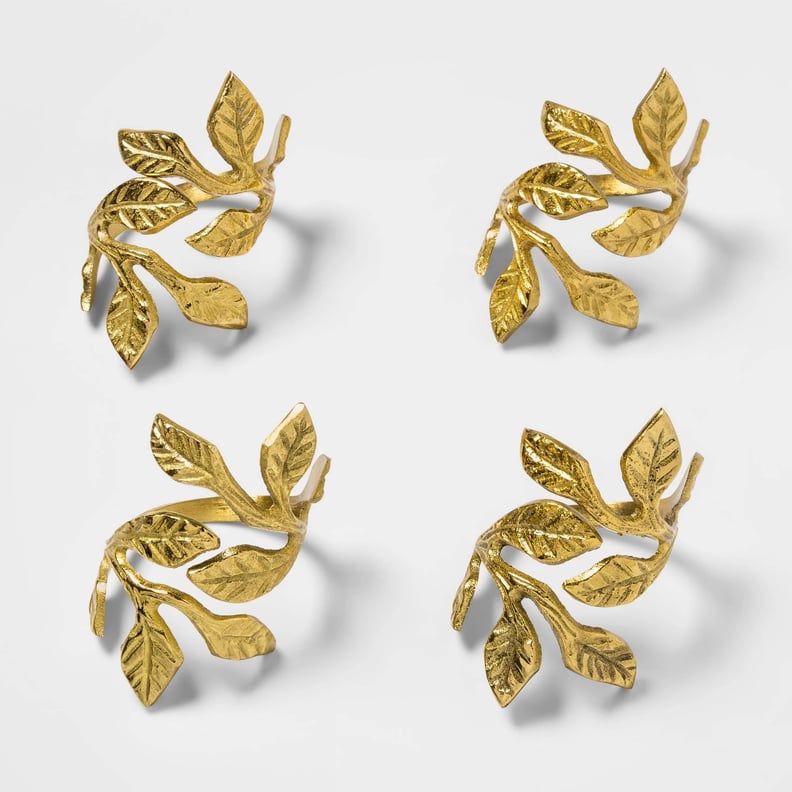 Brass Leaves Napkin Rings