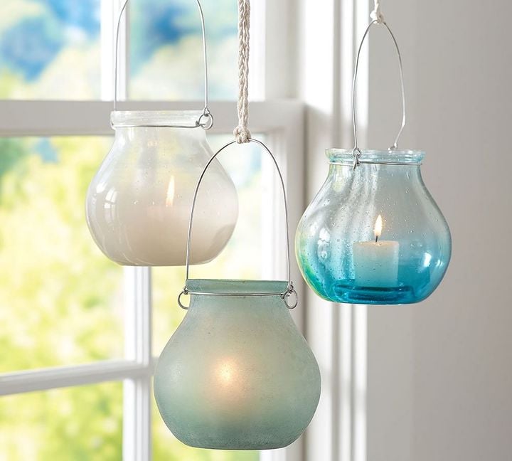 Sea Glass Hanging Votive Cups ($20)