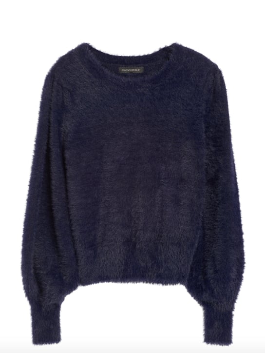 Fuzzy Puff-Sleeve Cropped Sweater