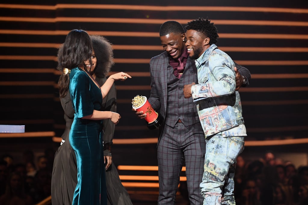 Chadwick Boseman Gives Award to James Shaw Jr. at MTV Awards