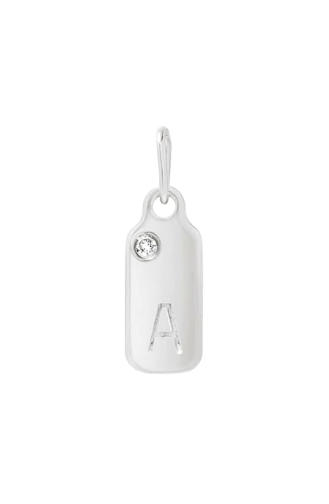 Diamond Accented Initial Dog Tag Pendant