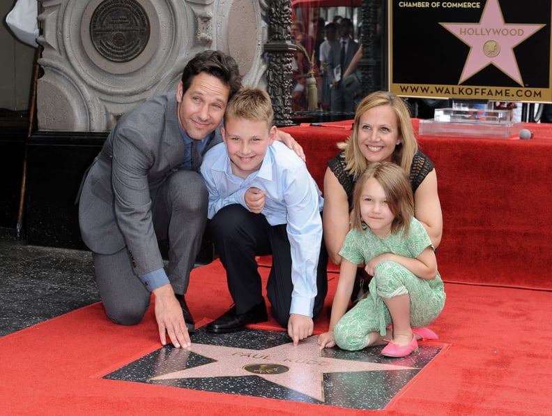 HOLLYWOOD, CA - JULY 01:  Actor Paul Rudd, wife Julie Yaeger, son Jack Rudd and daughter Darby Rudd attend the ceremony honoring Paul Rudd with a star on the Hollywood Walk of Fame on July 1, 2015 in Hollywood, California.  (Photo by Axelle/Bauer-Griffin/