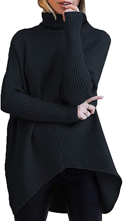 Turtleneck Long Sleeve Sweater in Black