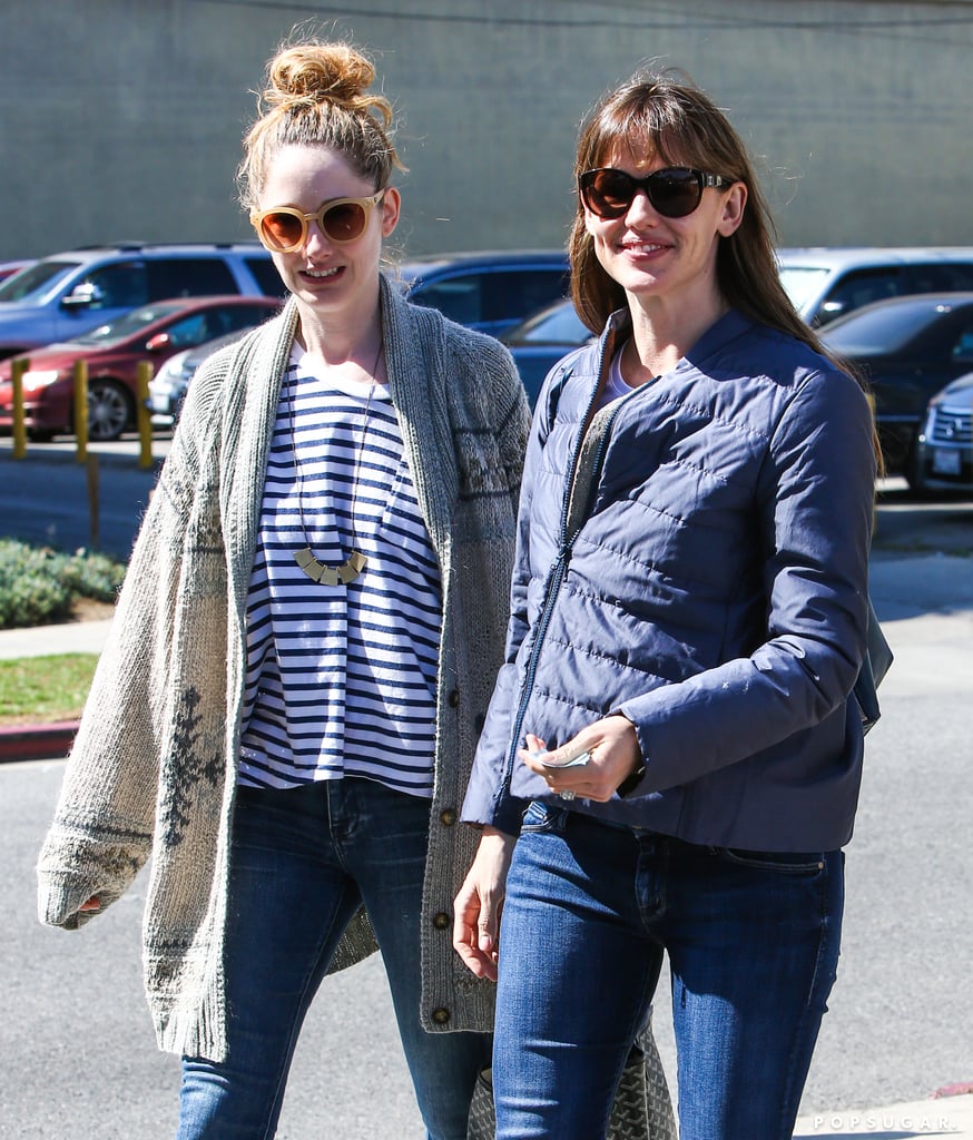 Jennifer Garner reunited with her 13 Going on 30 costar Judy Greer when she grabbed lunch with Ben Affleck in LA on Thursday. The couple arrived separately at Tavern restaurant, with Jennifer walking into the eatery while happily chatting with Judy. The two actresses will soon reunite on the big screen as they recently wrapped their latest feature together, Men, Women, and Children. The project, which also costars Adam Sandler and Emma Thompson, is based on the novel of the same name by Chad Kultgen and follows the lives of teens and their parents and examines how the Internet influences their lives. 
Ben, meanwhile, recently wrapped his own book-to-film project. The actor stars in the highly anticipated movie adaptation of Gone Girl, which is being produced by Reese Witherspoon. The film will hit theaters later this year. In addition to Gone Girl, Ben is also preparing to start filming on the upcoming sequel to Man of Steel. He will star as Batman and play opposite Henry Cavill's Superman.