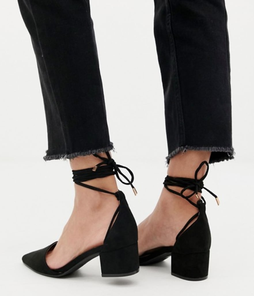 black ankle tie shoes