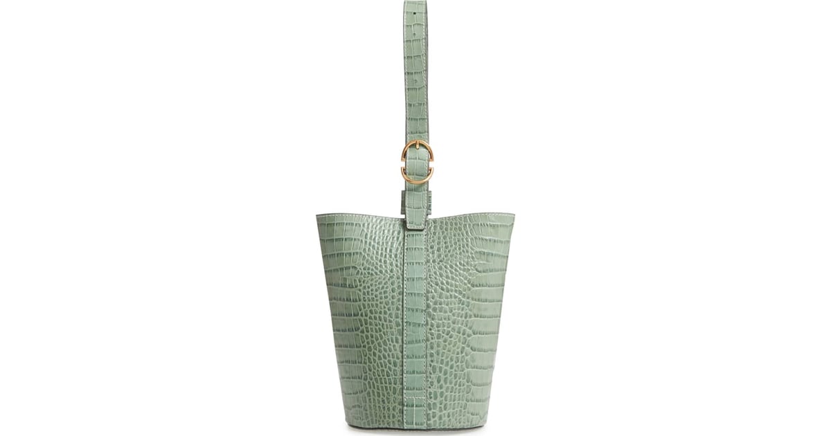 trademark small leather bucket bag