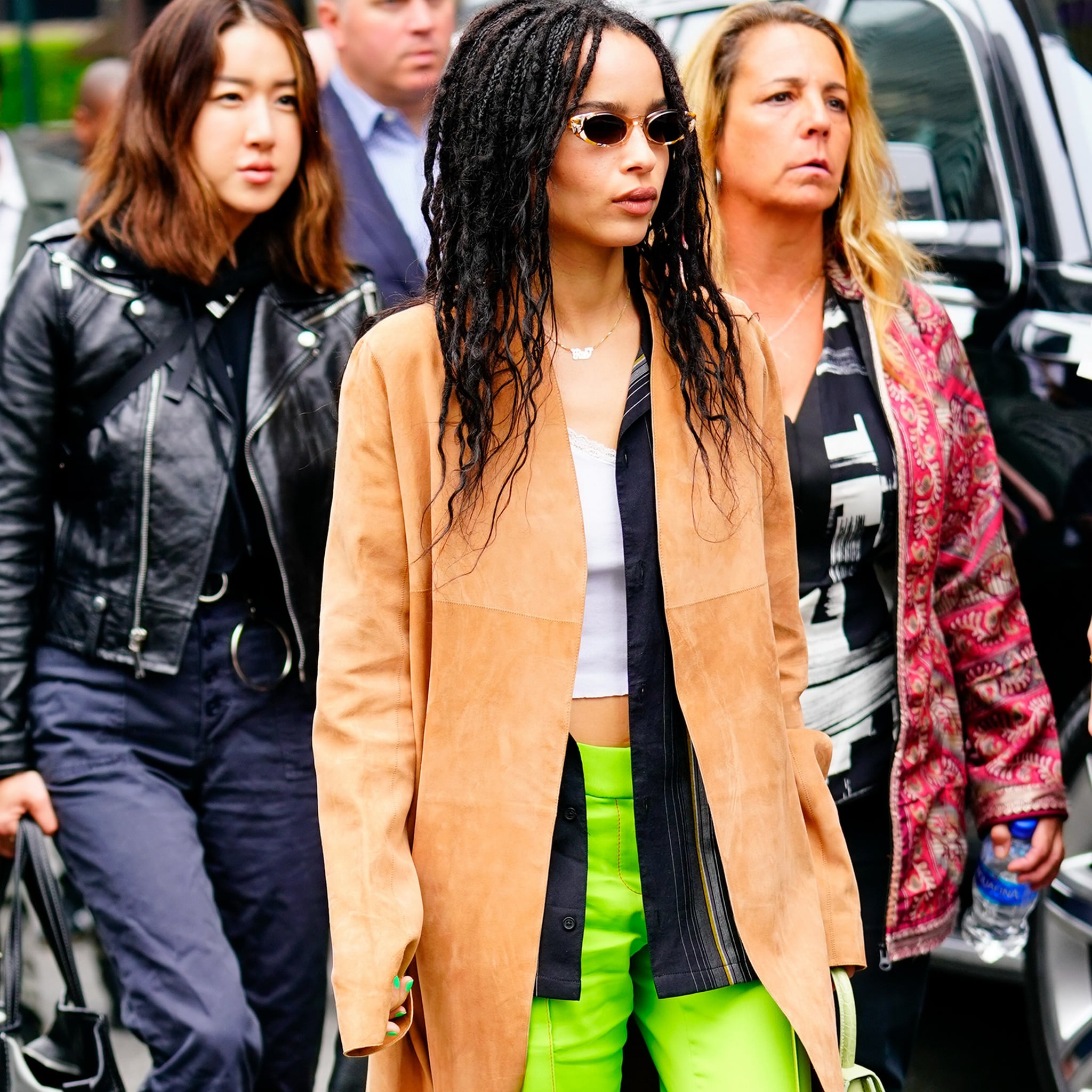 Zoe Kravitz Green Pants in NYC 2019 POPSUGAR Fashion UK