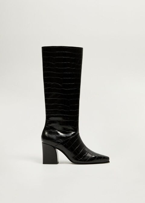 Mango Croc-Effect Boots