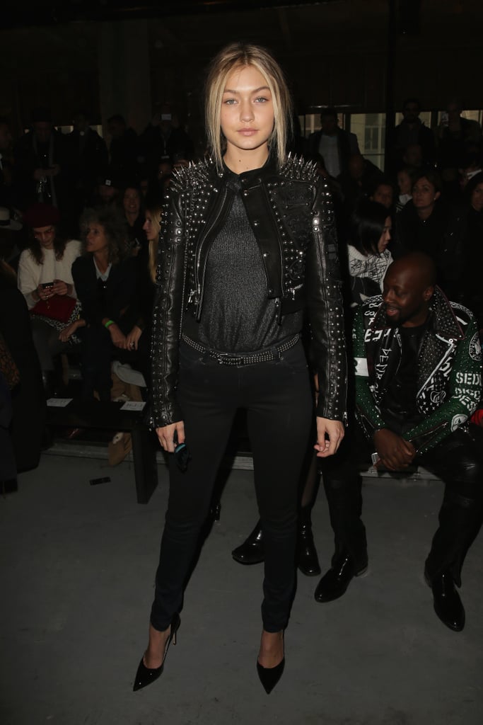 Gigi Hadid was on hand for the Diesel Black Gold runway show.