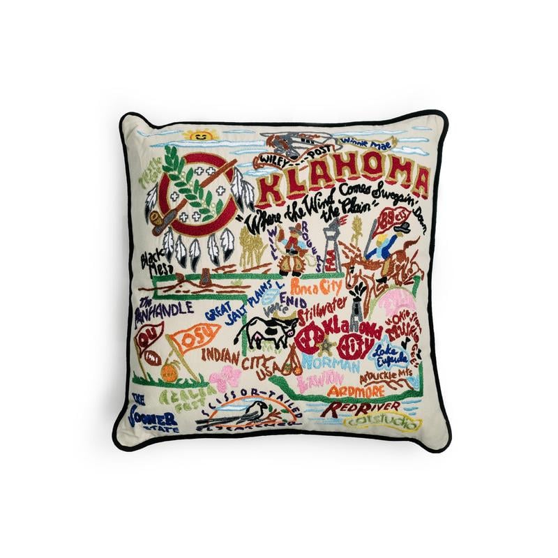 Hand Embroidered Oklahoma Pillow ($168)
