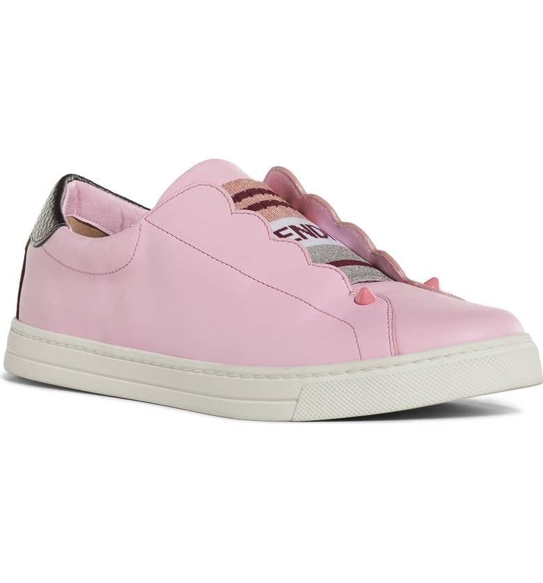 Fendi Knit Leather Slip-On Sneaker, Pink