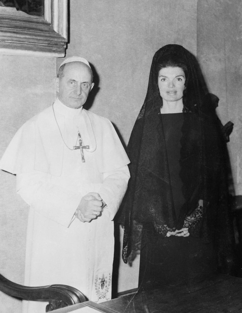 And Her Look Gave Us Major Flashbacks to When Jackie Kennedy Wore This Oleg Cassini Ensemble While Meeting Pope Paul VI in 1966