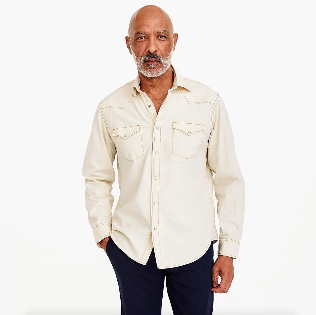 J.Crew Western Shirt in Cream Stretch Chambray