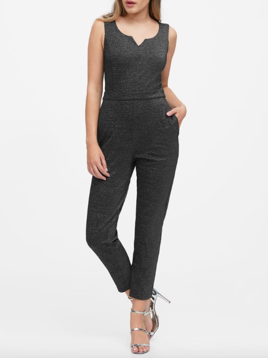 Metallic Ponte Scoop-Neck Jumpsuit