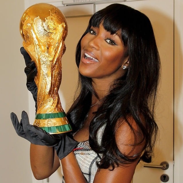 Naomi Campbell cheered on Brazil by posing with a World Cup trophy. 
Source: Instagram user iamnaomicampbell