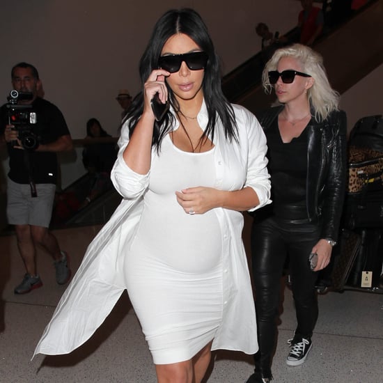 Kim Kardashian Wearing a White Dress Pregnant
