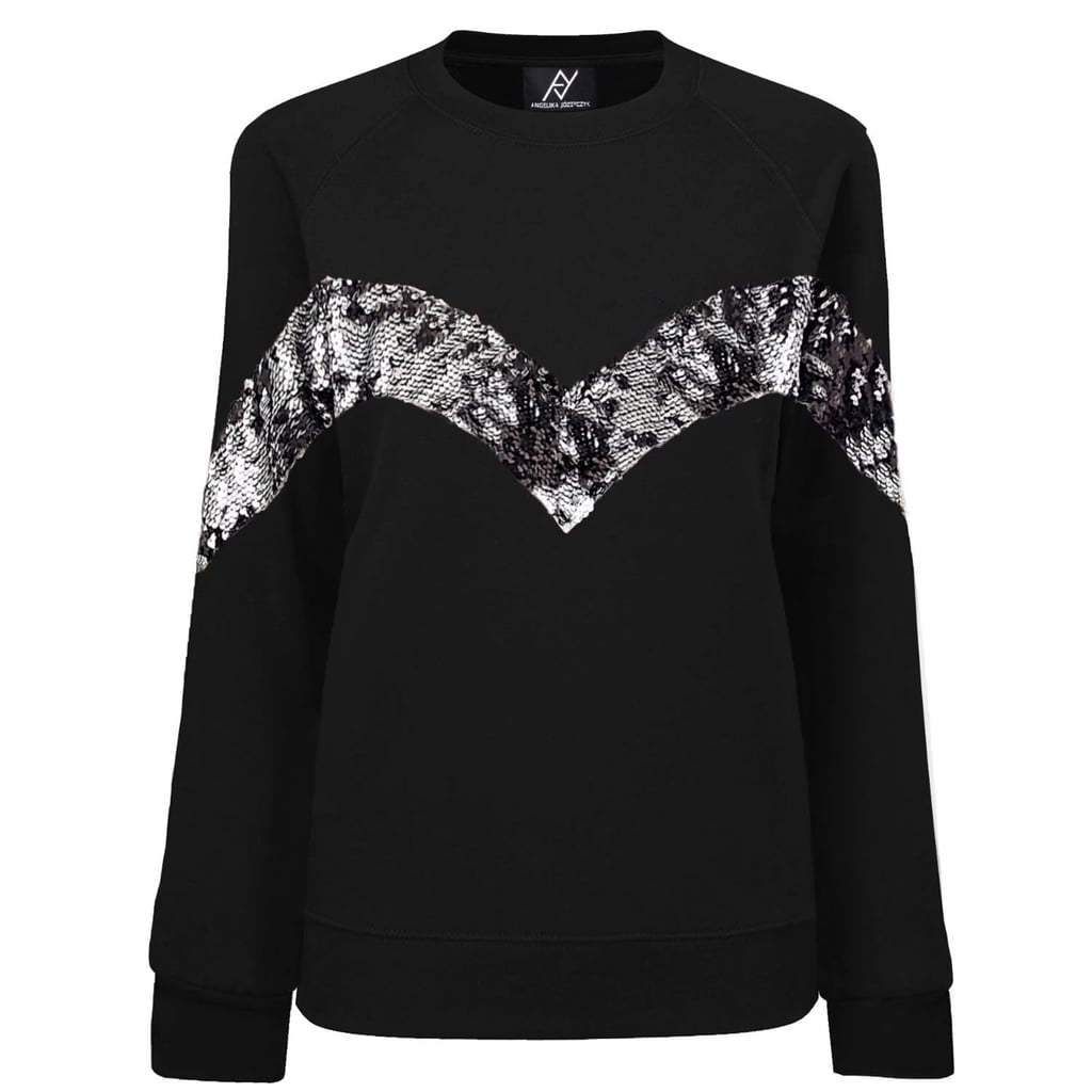 Angelika Jozefczyk Elegant Black Jumper With Silver Sequins