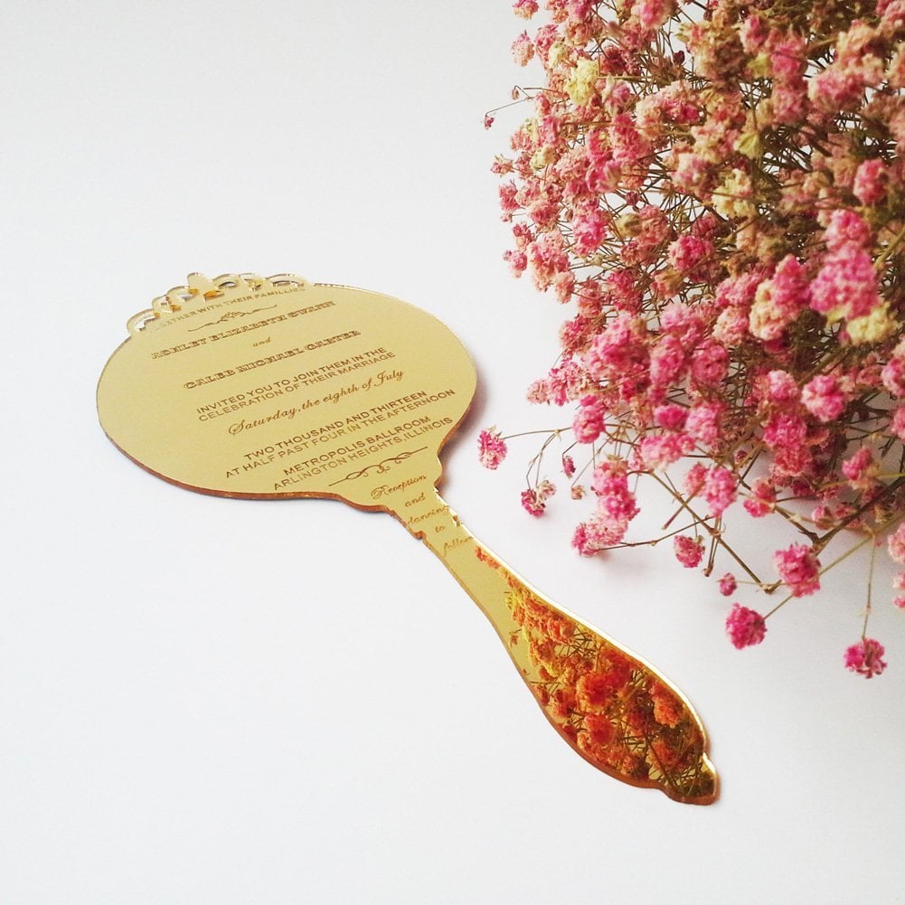 Handheld Mirror Wedding Invitation Acrylic Wedding Invitations